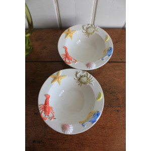 Lot de 2 petits plats de service italien