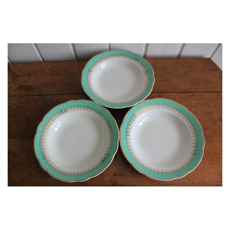 Lot de 3 assiettes à soupe Digoin Sarreguemines
